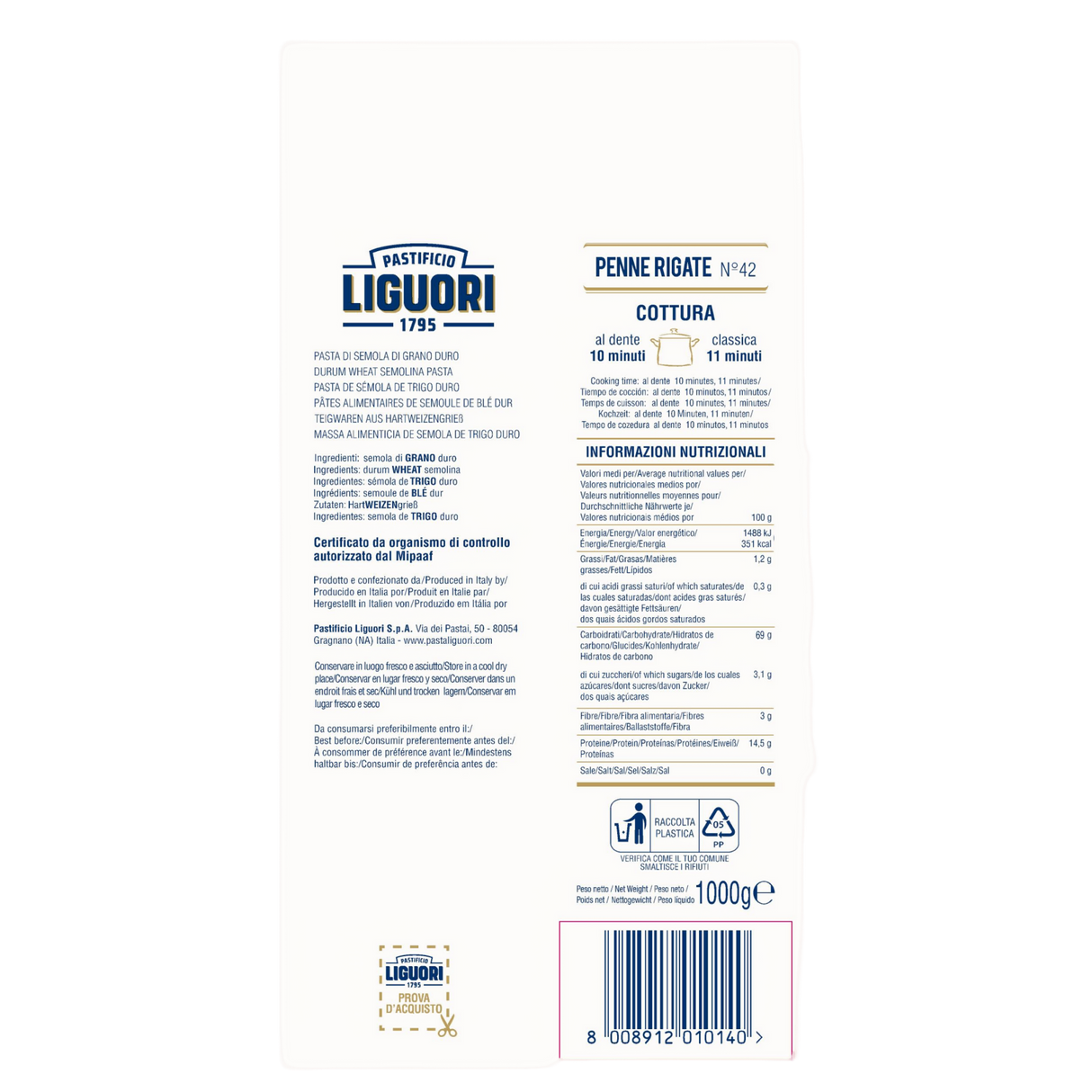 LIGUORI Pasta - Penne Rigate