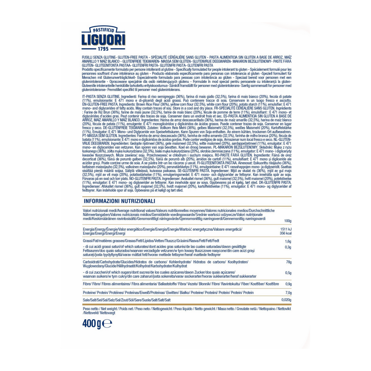 LIGUORI Pasta - Fusilli (Gluten-Free)