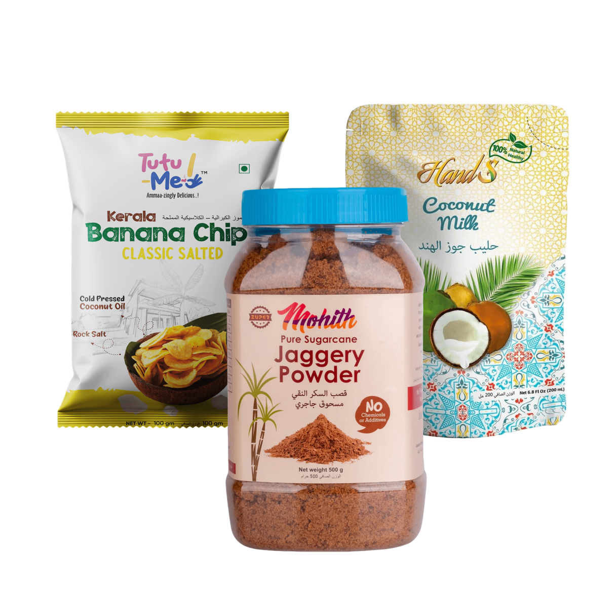Onam Combo Pack – Kerala Banana Chips, Coconut Milk & Jaggery Powder