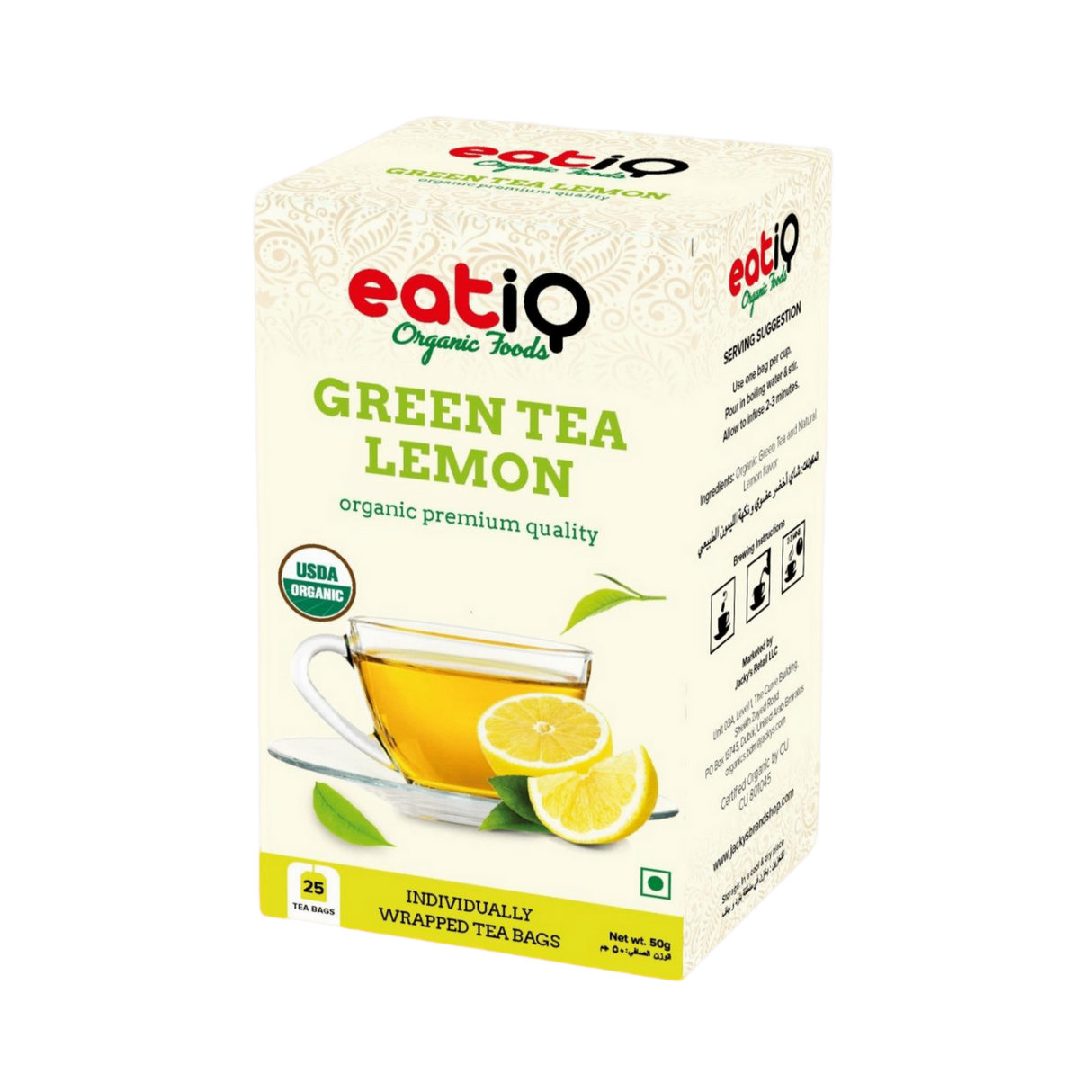 EATIQ Organic Green Tea - Lemon | 25 Pcs x 2 g