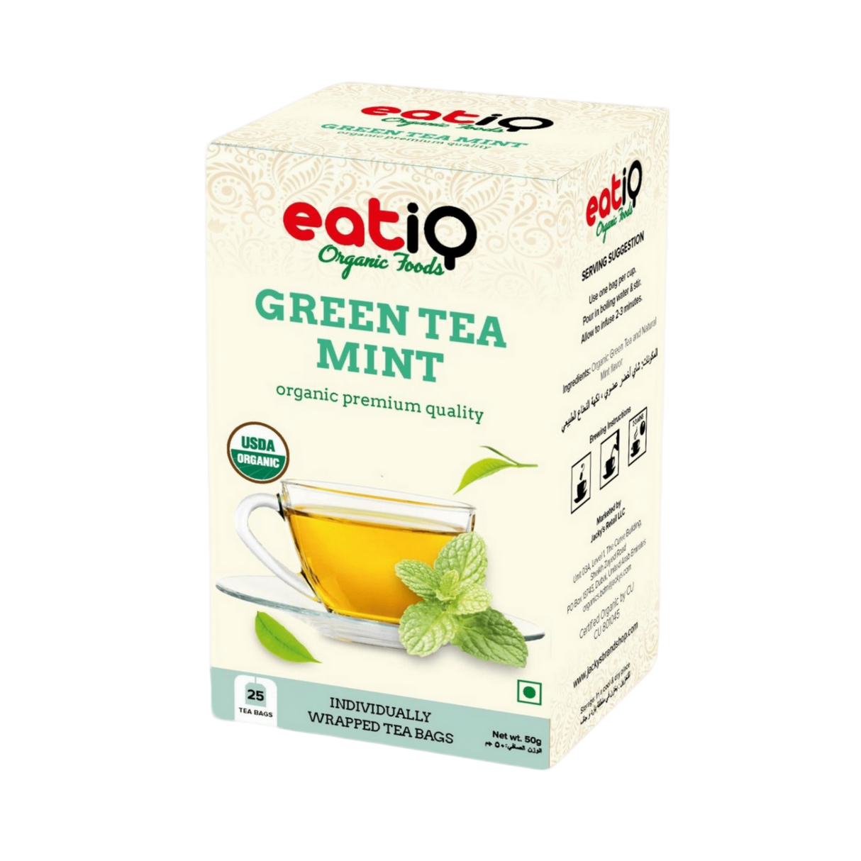 EATIQ Organic Green Tea - Mint | 25 Pcs x 2 g