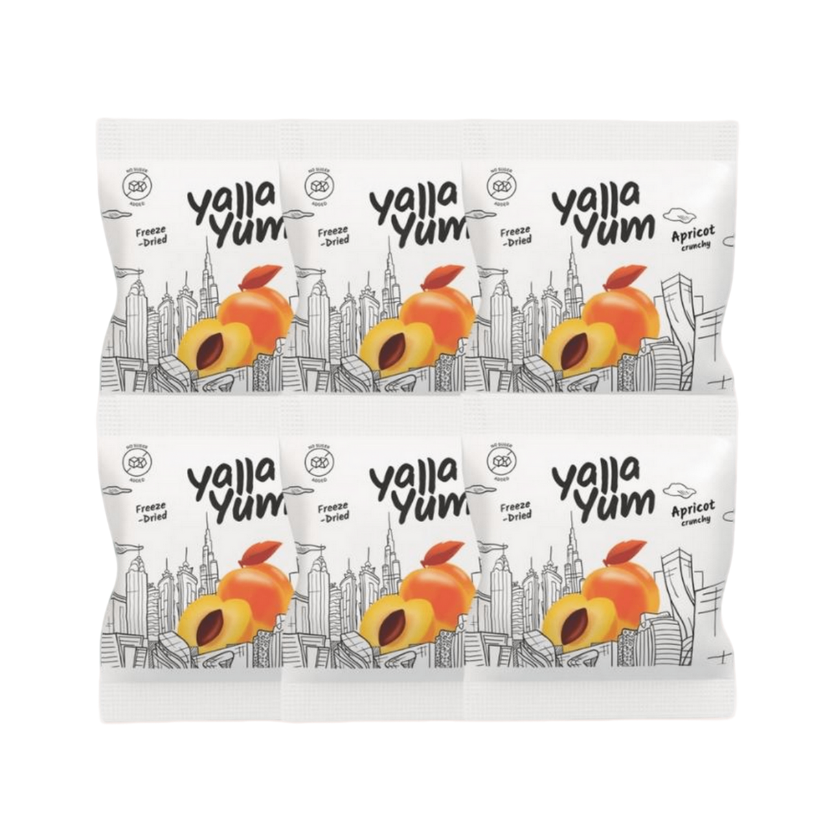 YALLA YUM Freeze Dried Apricot | 6 pcs x 15 g