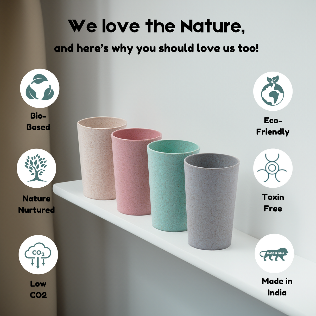 FRENVI Frosted Tumbler Cup 250 ml | 4 pcs