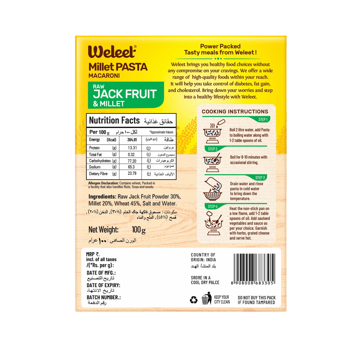 WELEET Pasta - Millet & Jackfruit