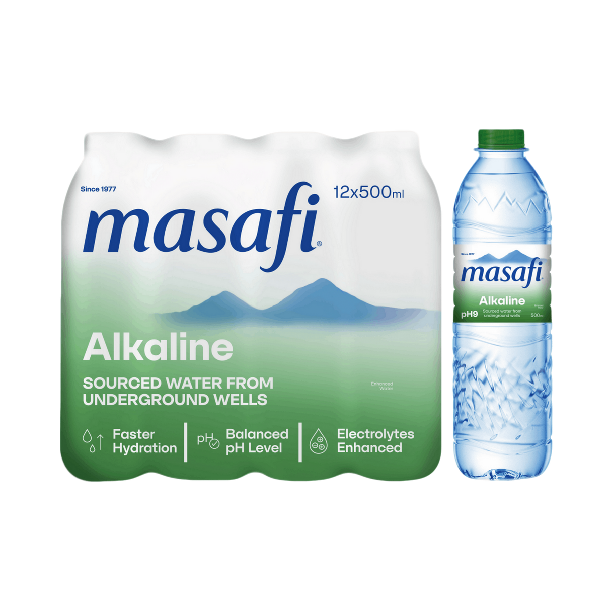 MASAFI Alkaline water | 12 pcs x 500 ml