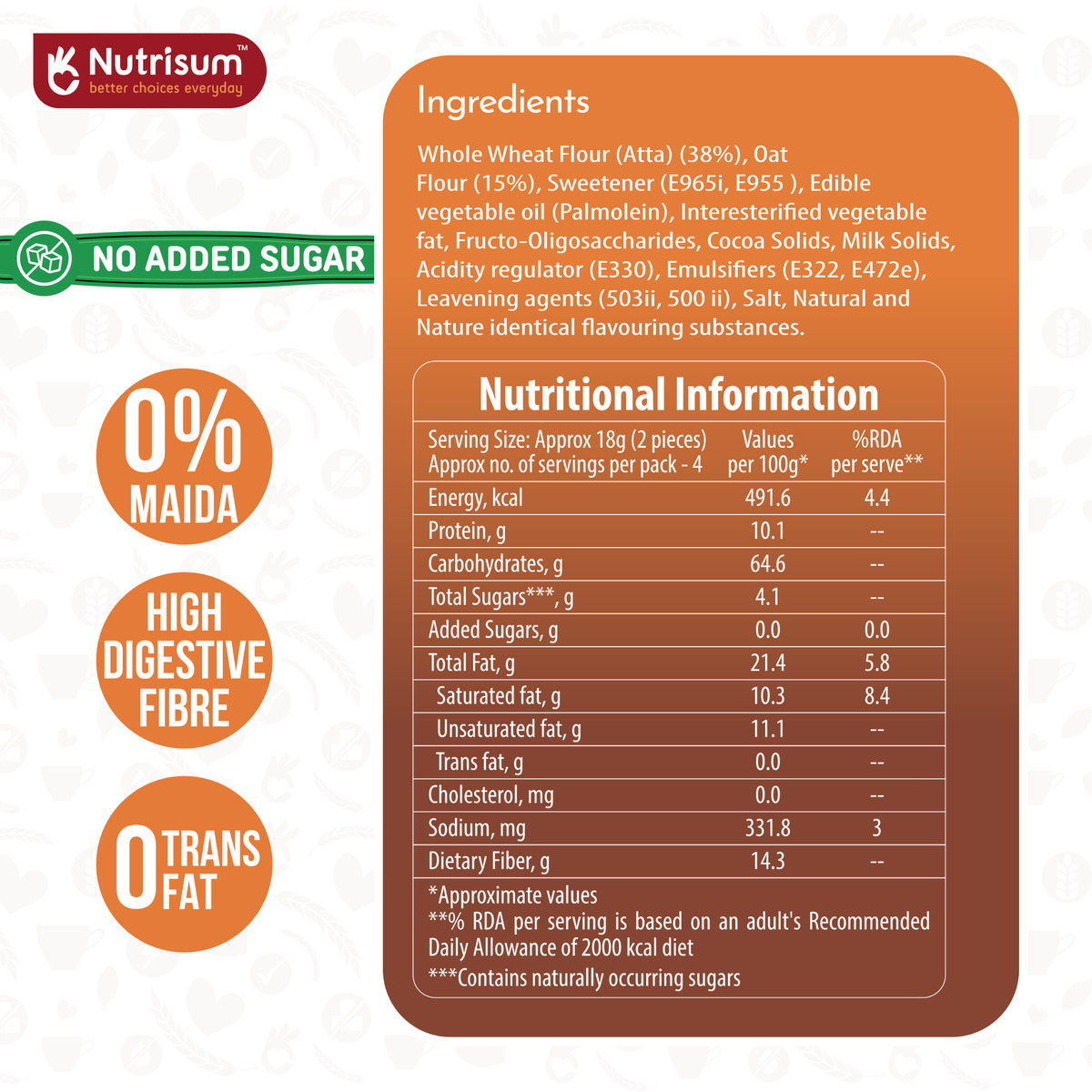 Nutrisum Oats Cookies - Chocolate Orange | 70g