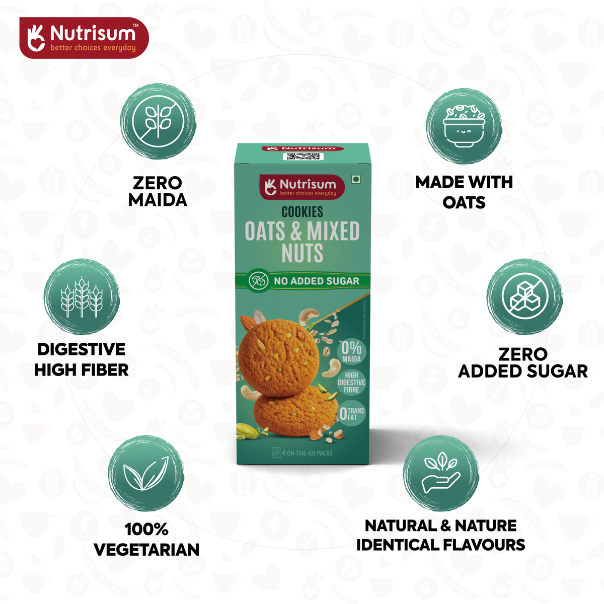Nutrisum Oats Cookies - Mixed Nuts | 70g