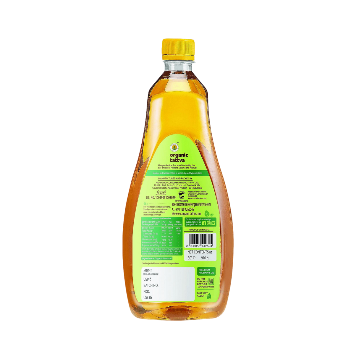 ORGANIC TATTVA Organic Cold Pressed Mustard Oil | 1 litre