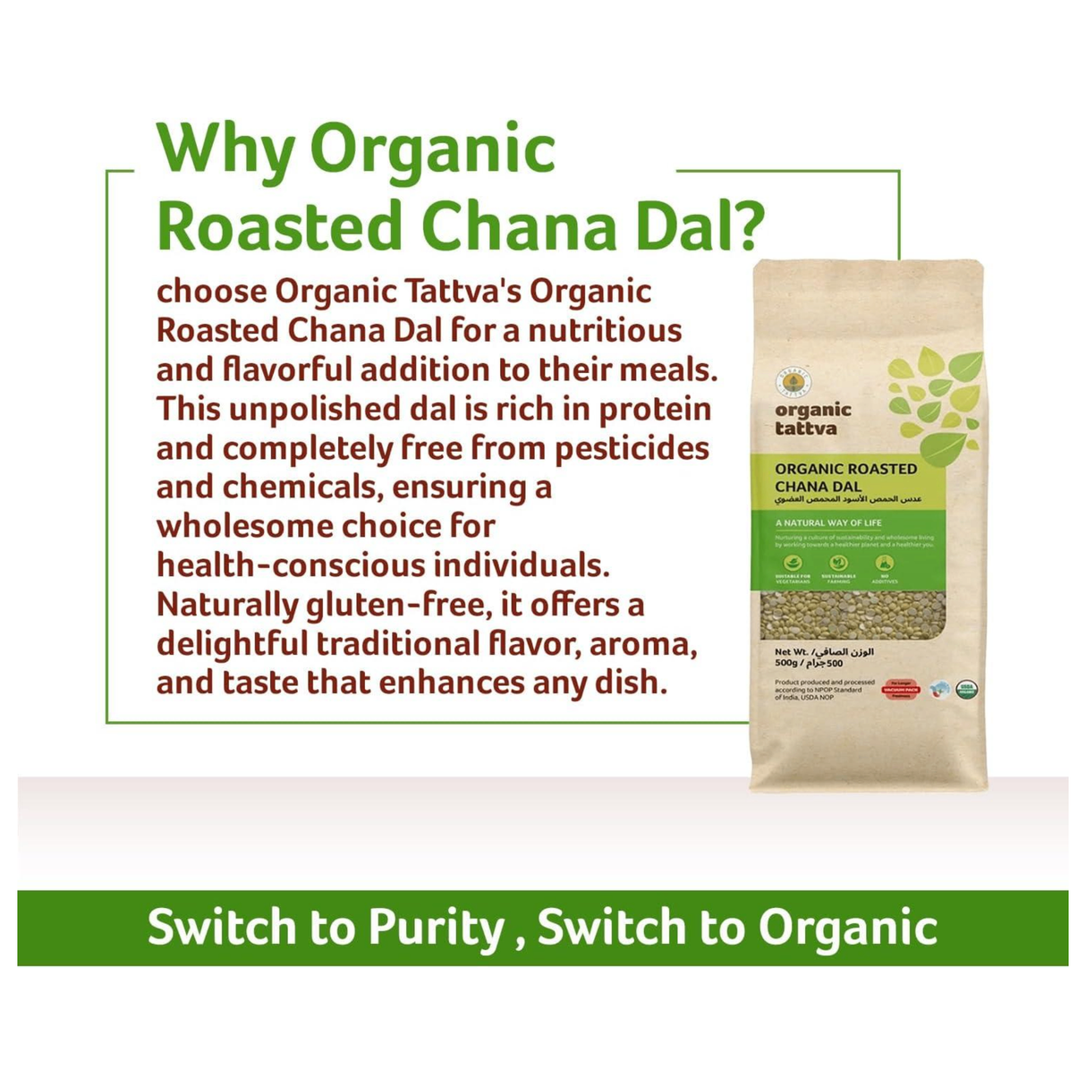 ORGANIC TATTVA Roasted Chana Dal