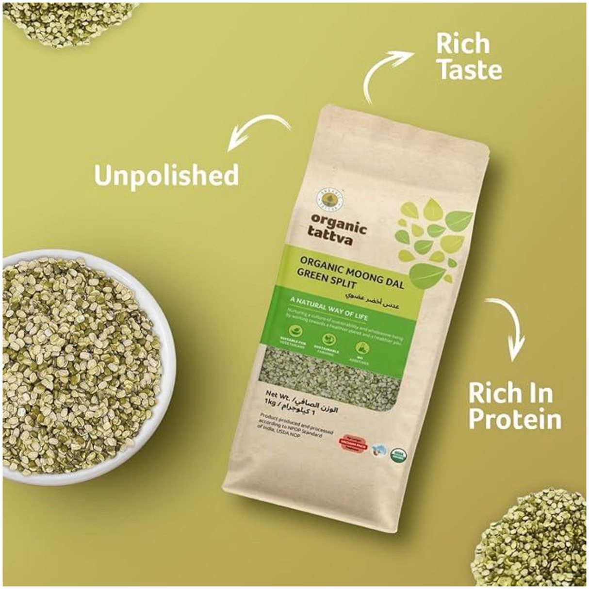 ORGANIC TATTVA Green Gram (Moong-Split)