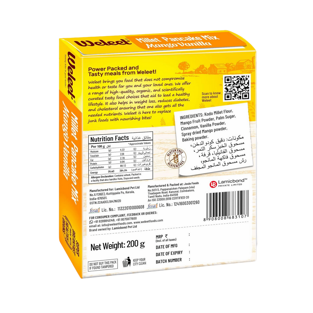 WELEET Millet Pancake Mix - Mango Vanilla