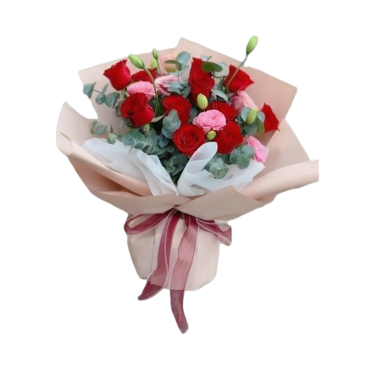 Pinks in Red (15 Mixed Red and Pink Roses with Fillers)