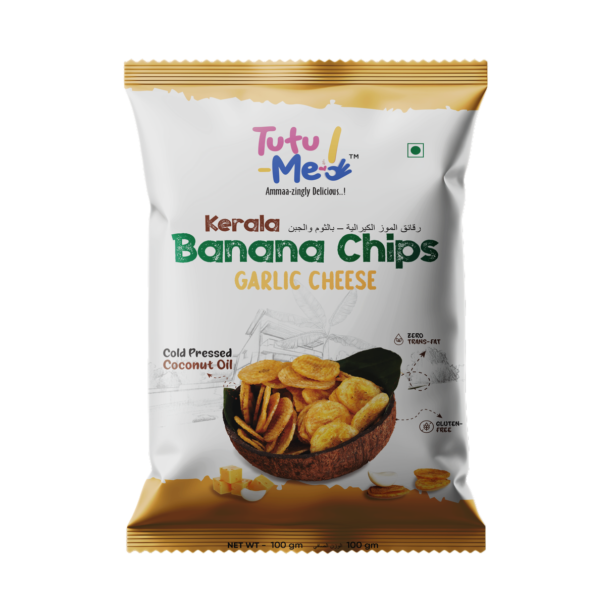 TUTU ME Kerala Banana Chips -Garlic Cheese | 100 g