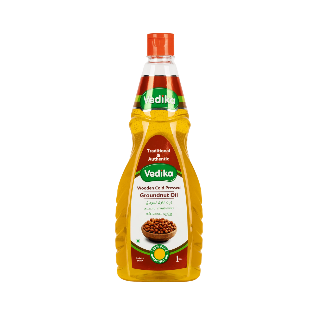 VEDIKA Groundnut Oil: Wooden Cold Pressed | 1 Litre