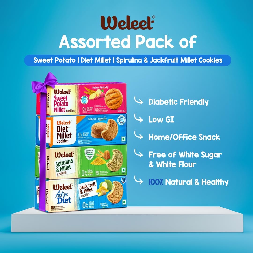 WELEET Assorted Premium Millet Cookies - Pack of 4