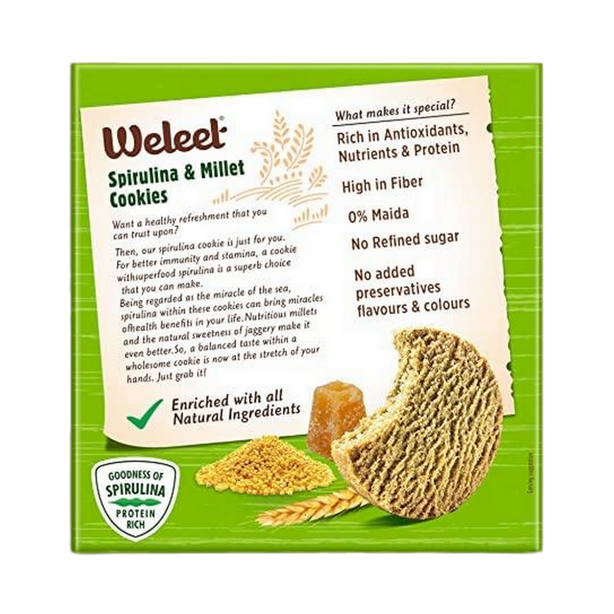 WELEET Millet Cookies - Spirulina | 270 g