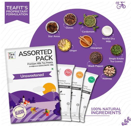 Instant Assorted (Ginger-Cardamom-Spiced) Tea Premix | 14g x 12 pcs - Nourify