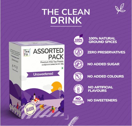 Instant Assorted (Ginger-Cardamom-Spiced) Tea Premix | 14g x 12 pcs - Nourify