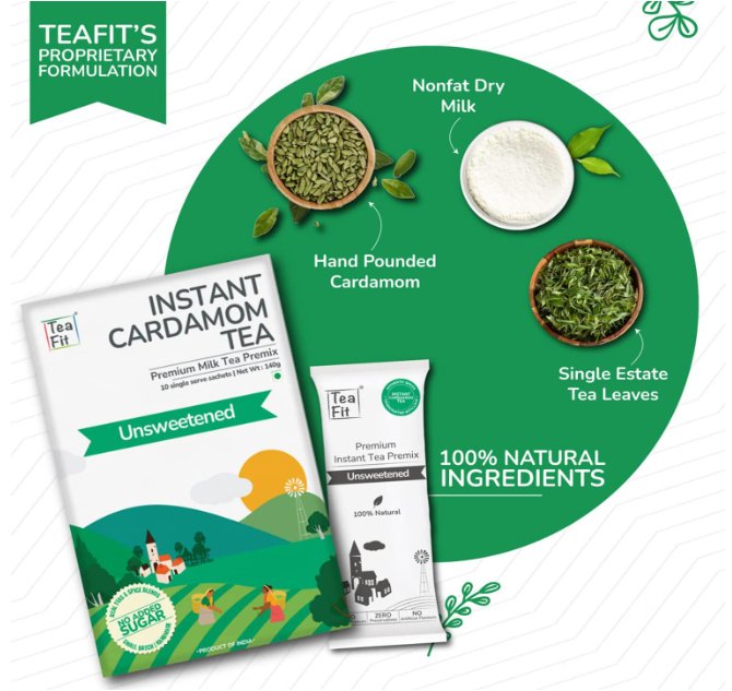 Instant Cardamom Tea Premix | 14g x 10 pcs - Nourify