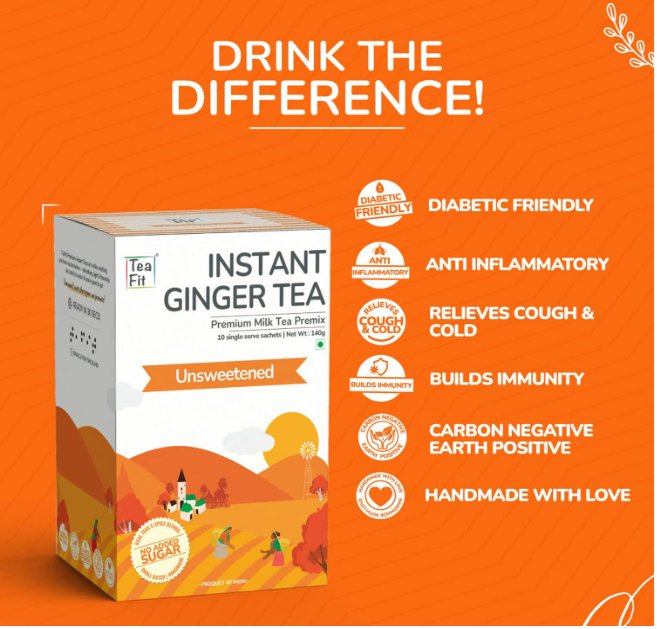 Instant Ginger Tea Premix | 14g x 10 pcs - Nourify