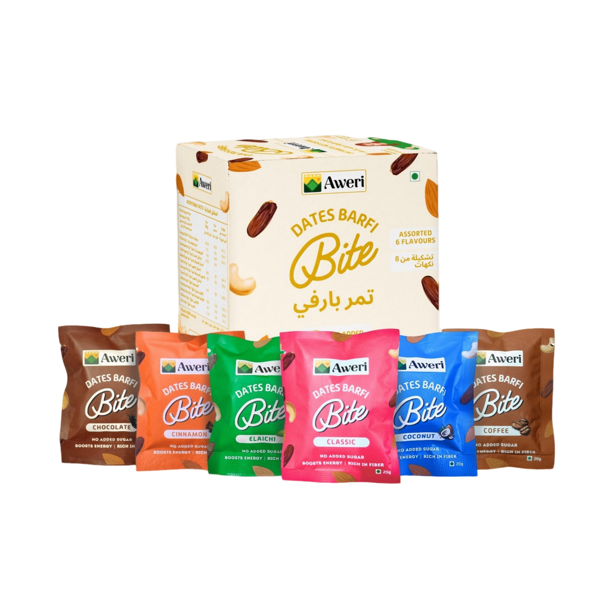 AWERI Date Barfi Bites - Assorted | Pack of 6