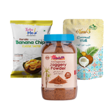 Onam Combo Pack – Kerala Banana Chips, Coconut Milk & Jaggery Powder