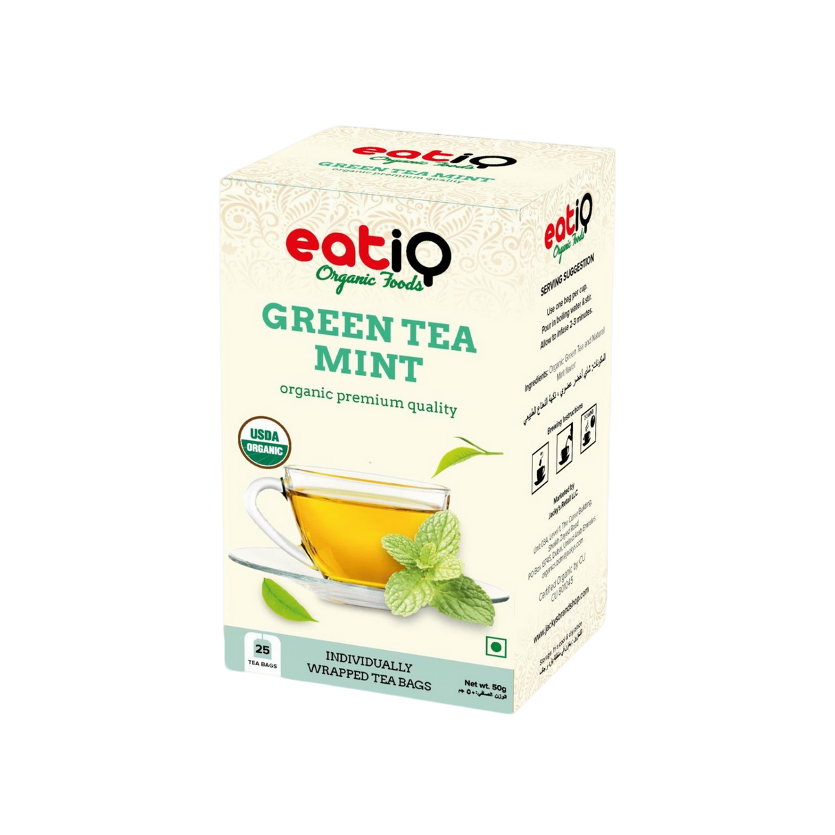 EATIQ Organic Green Tea - Mint | 25 Pcs x 2 g