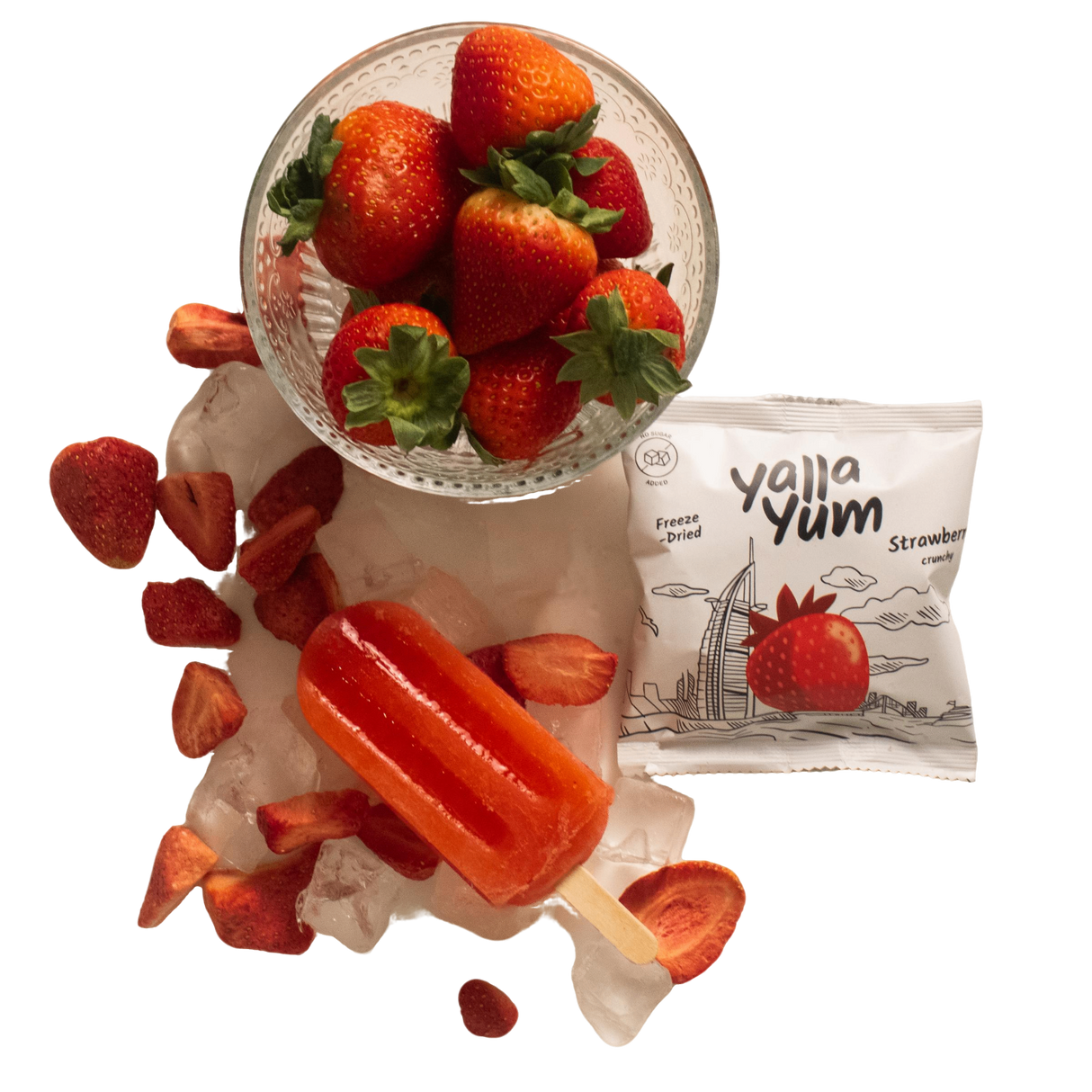 YALLA YUM Freeze Dried Strawberry | 6 pcs  x 8 g