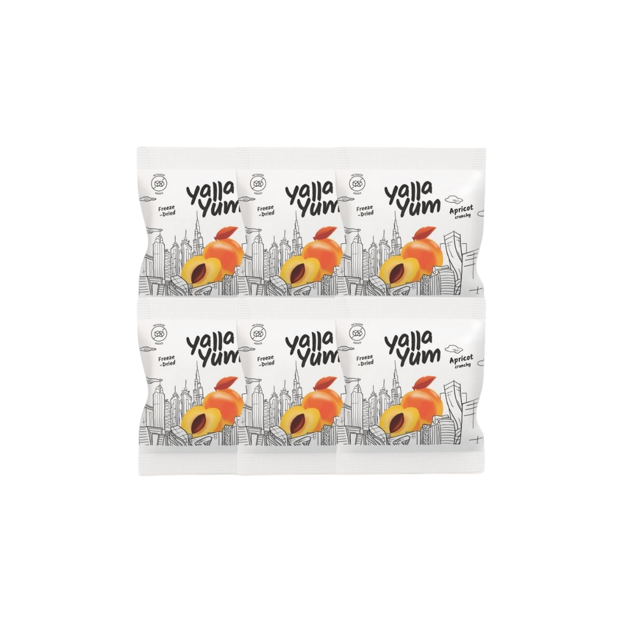 YALLA YUM Freeze Dried Apricot | 6 pcs x 15 g