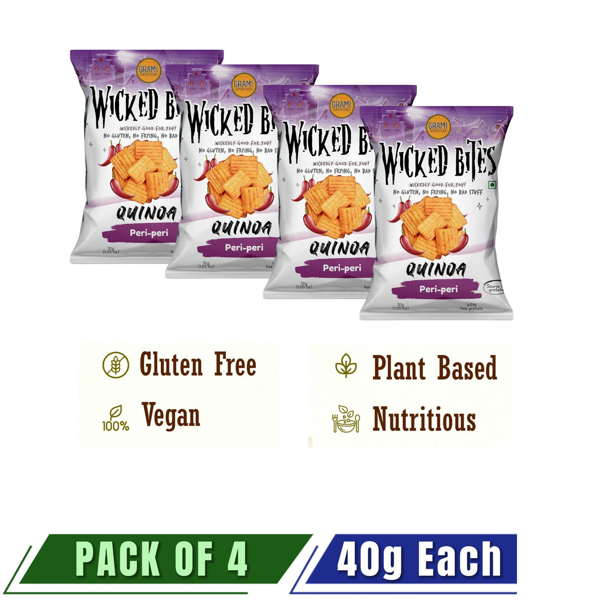 GRAMI Millet Wicked Bites: Quinoa Peri Peri - Pack of 4