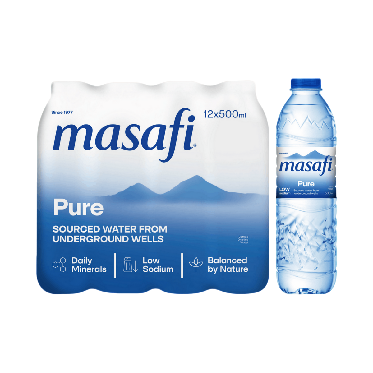 Masafi Spring MASAFI Pure water | 12 Pcs x 500 ml | Origin: UAE – Nourify