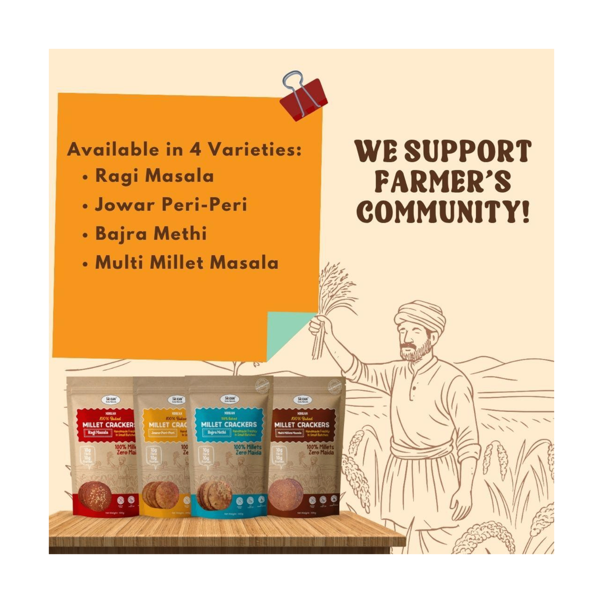 NIHKAN Jowar Peri peri crackers | 100g