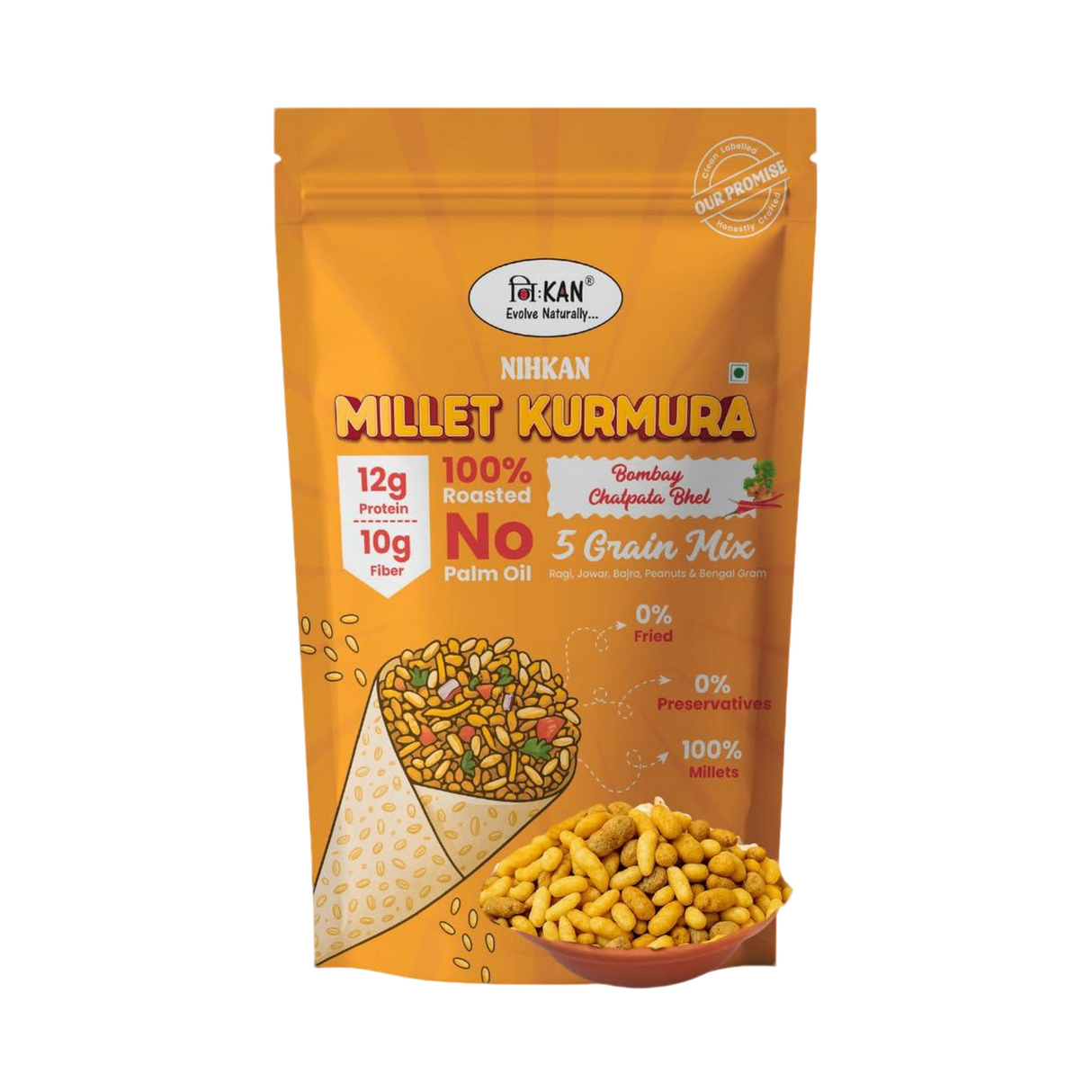 Nihkan Millet Kurmura Puffs – Bombay Chatpata Bhel | 70g