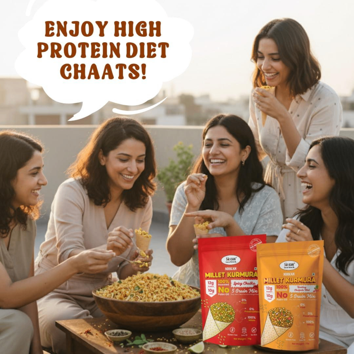 Nihkan Millet Kurmura Puffs – Spicy Chatka | 70g