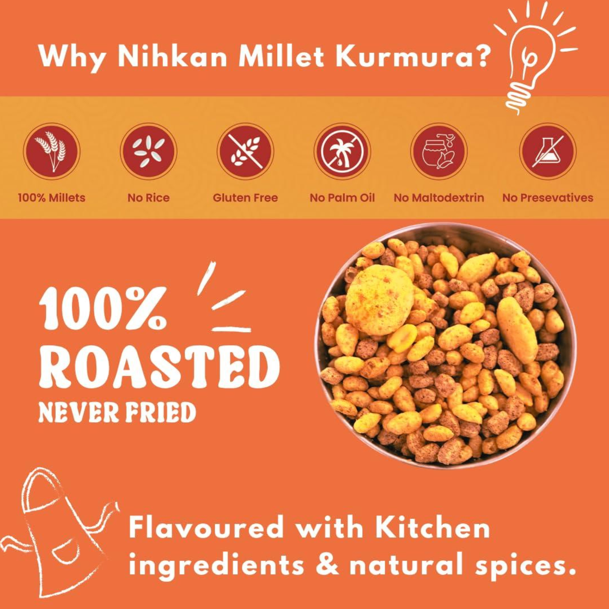 Nihkan Millet Kurmura Puffs – Spicy Chatka | 70g