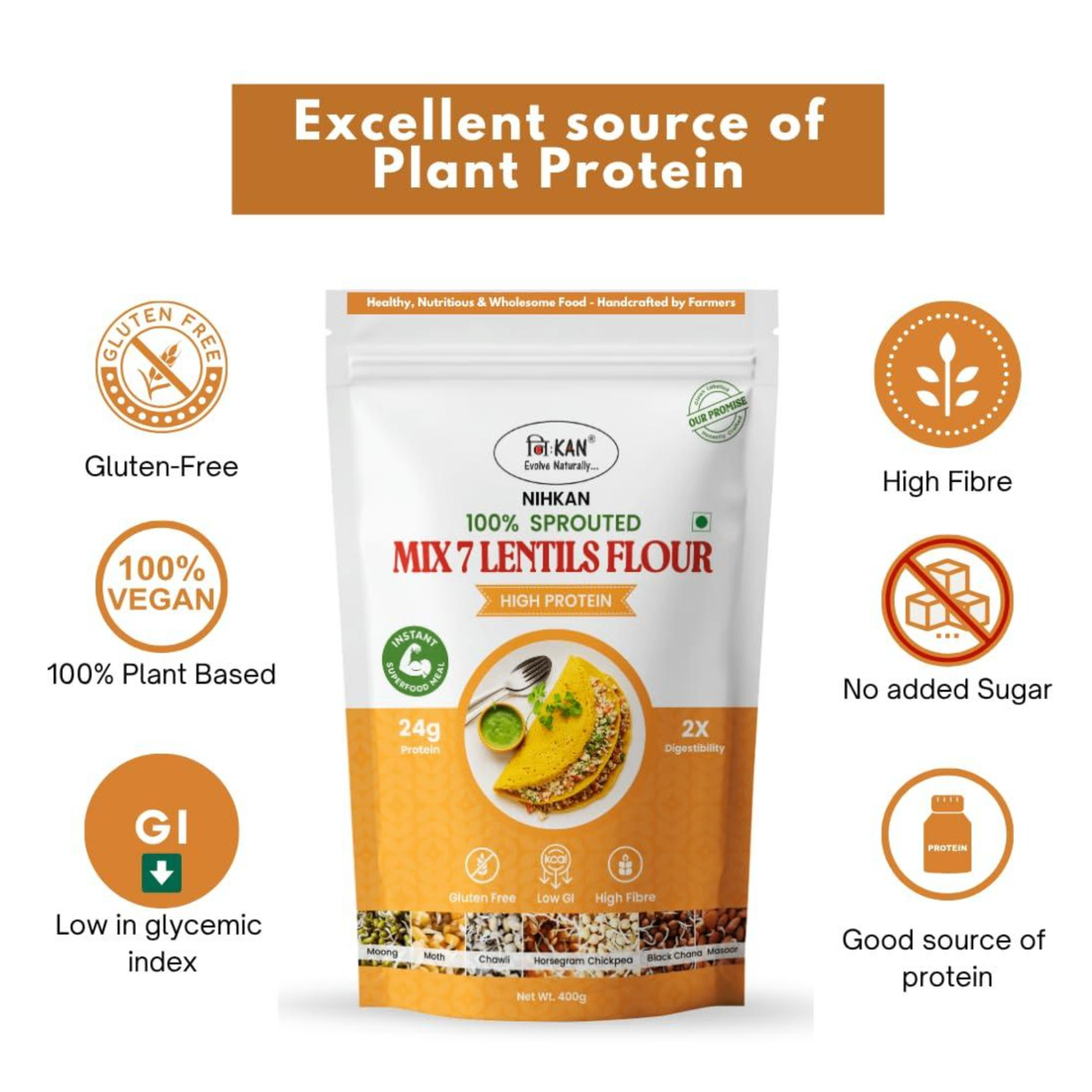Nihkan Mix 7 Lentils Flour | 400g