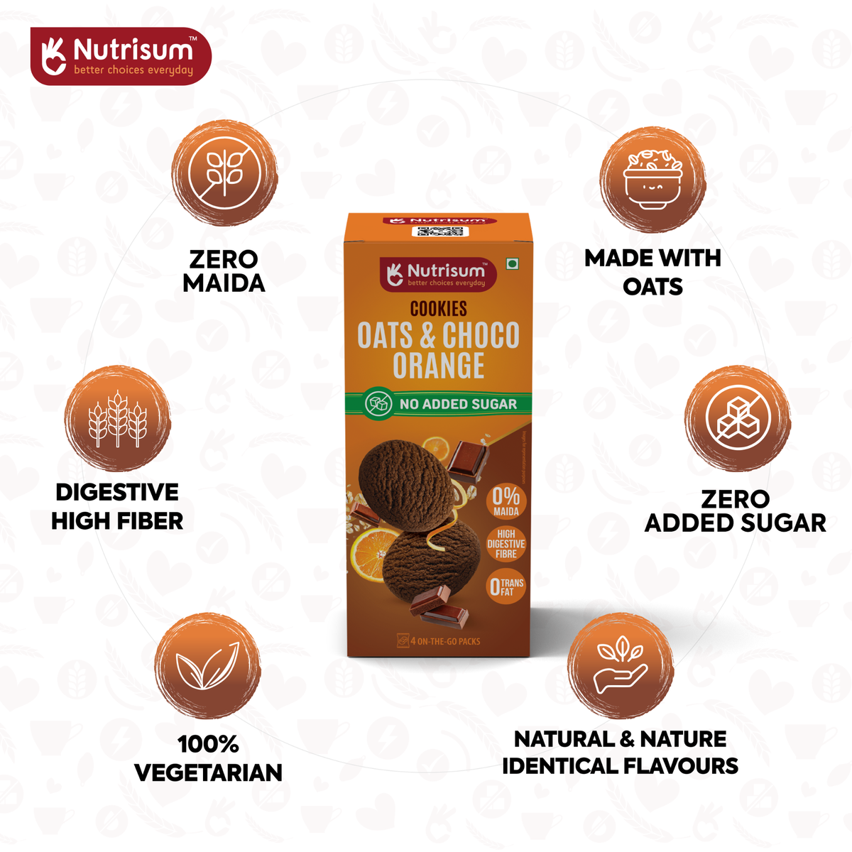 Nutrisum Oats Cookies - Chocolate Orange | 70g