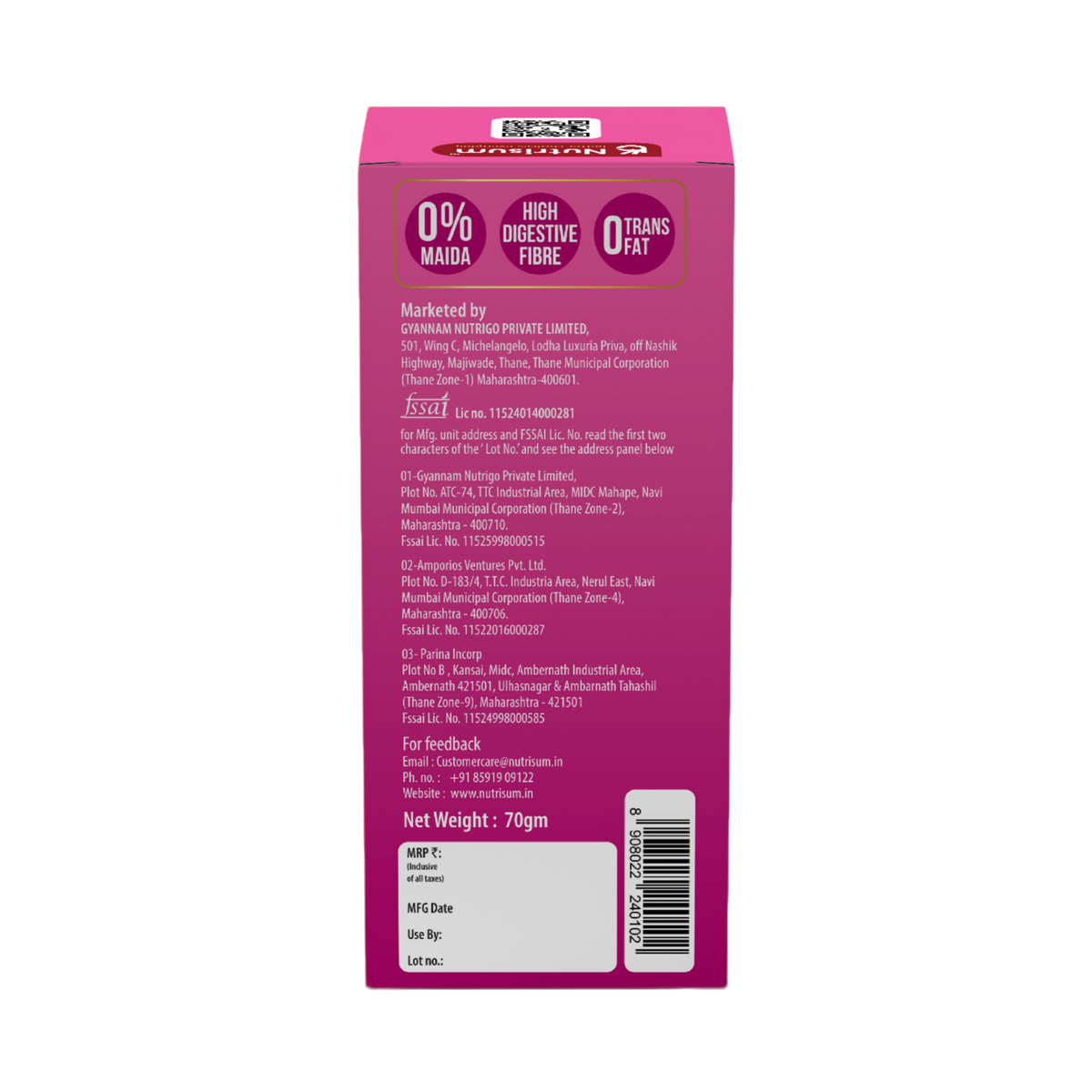 Nutrisum Oats Cookies -Mixed Berries | 70g