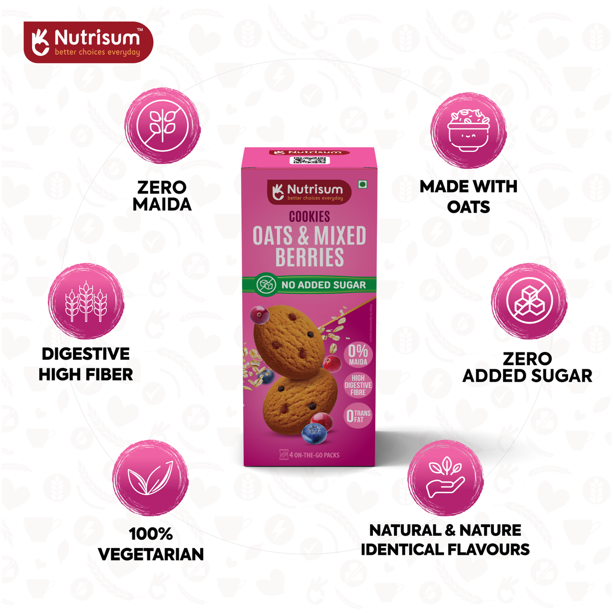 Nutrisum Oats Cookies -Mixed Berries | 70g