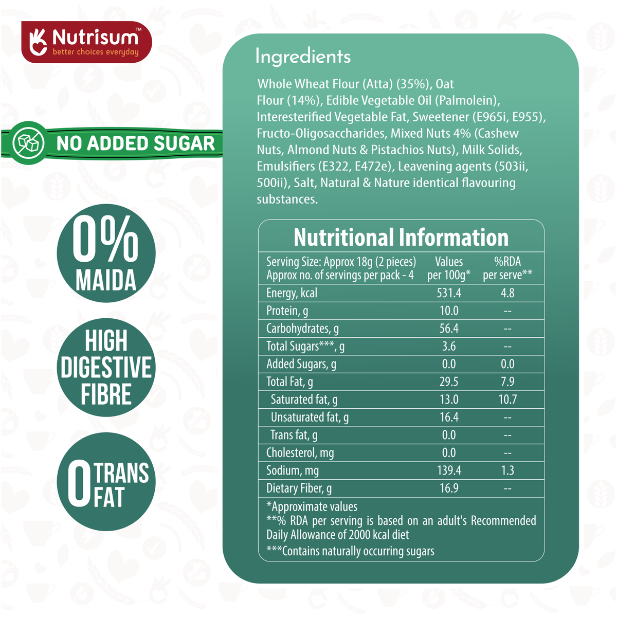Nutrisum Oats Cookies - Mixed Nuts | 70g