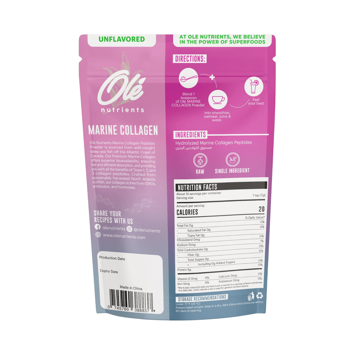 OLE Nutrients Marine Collagen Peptides Powder | 100g