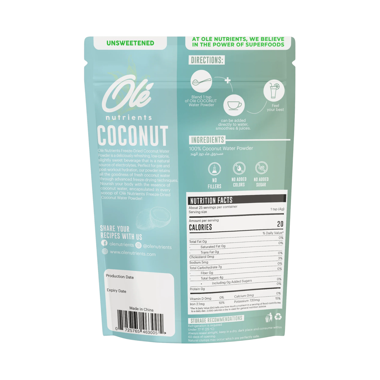 OLE Nutrients Coconut Water Powder