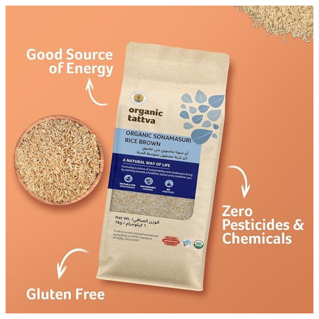 ORGANIC TATTVA  Sonamasuri Brown Rice