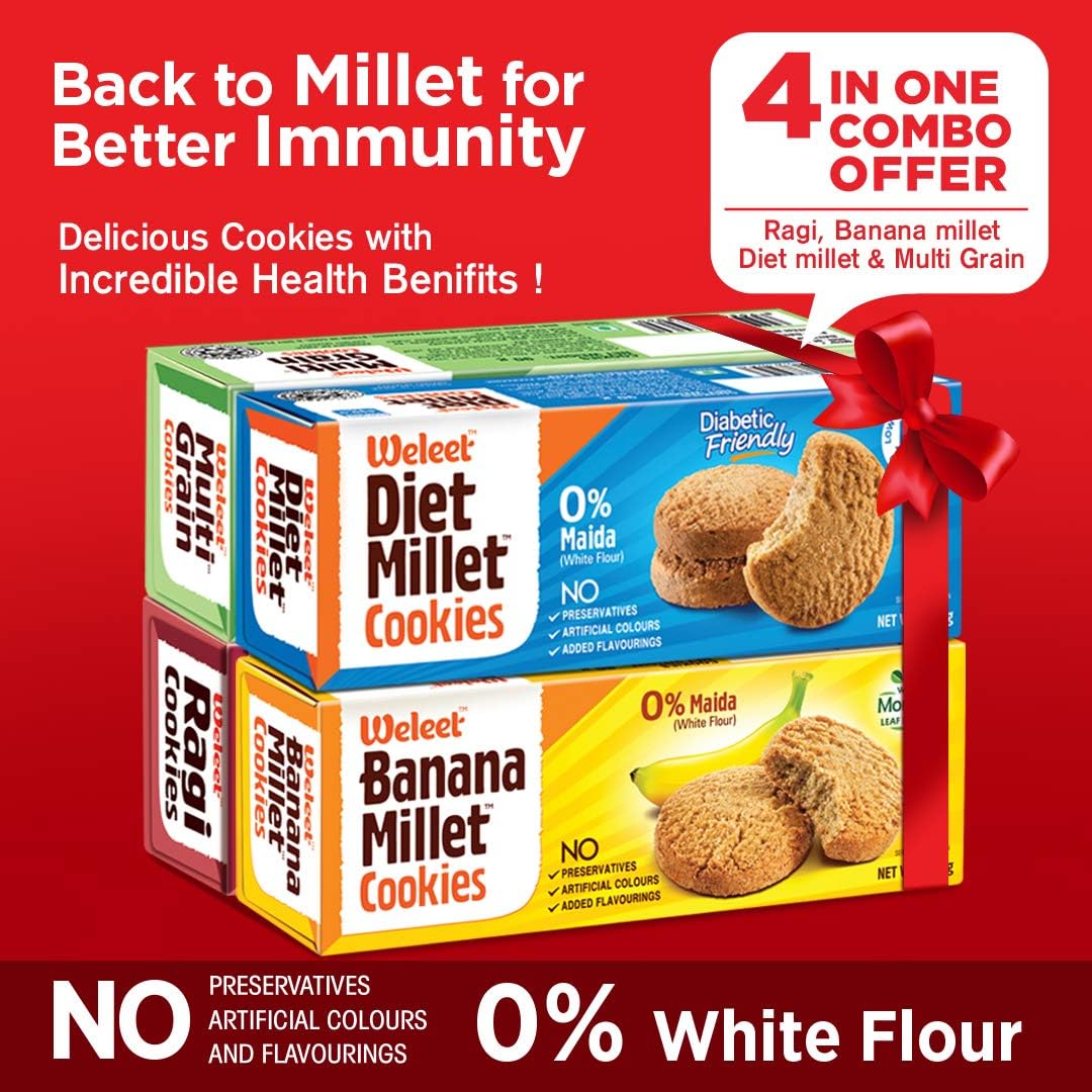 WELEET Assorted Millet Cookies - Pack of 4