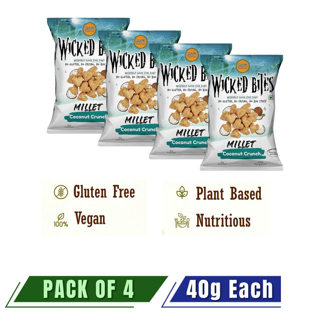 GRAMI Millet Wicked Bites: Coconut Crunch - Pack of 4 - Nourify